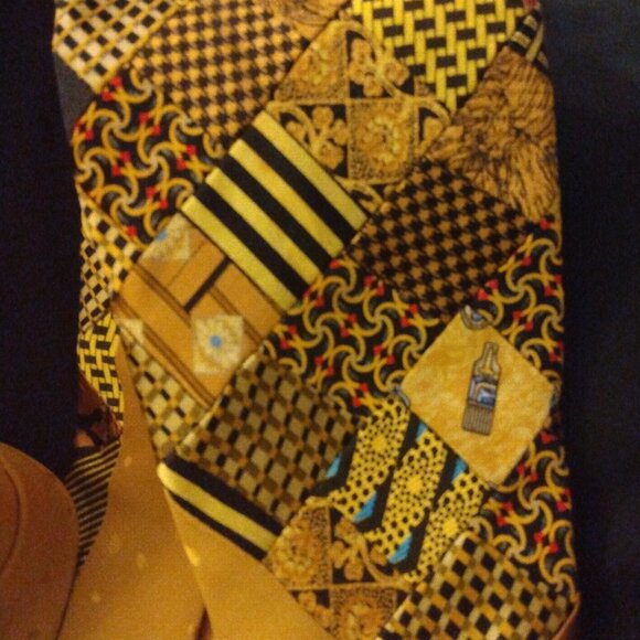 ❤️BRIONI ITALY Patchwork 100% Silk Yellow Luxurious Tie 61x4 - Picture 7 of 11